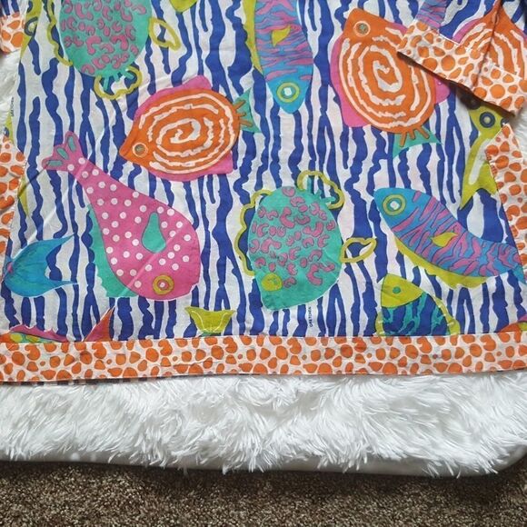 Gretchen Scott Designs Tunic Top Multicolor Fish Tropical Nautical Women’s XS - Picture 3 of 8
